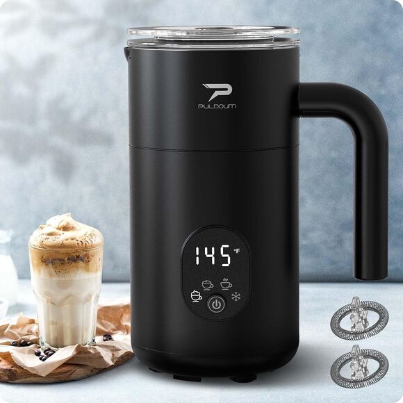 Puldoum Milk Frother & Steamer 11.8OZ Hot & Cold for Black Coffee Cappuccino New - Picture 1 of 5